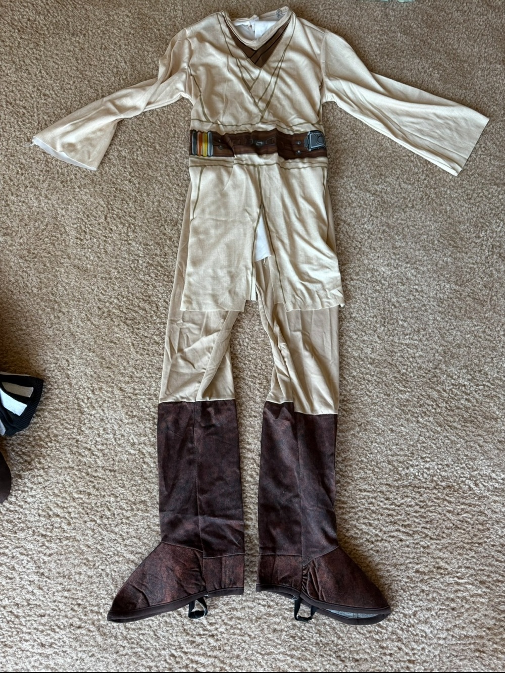 Kids Beige and Brown Jedi Costume Tunic with Boot Covers